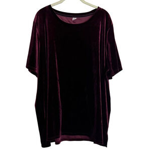 Old Navy Womens Velvet Knit Top XXL Burgundy Short Sleeve Stretchy Dark Romantic